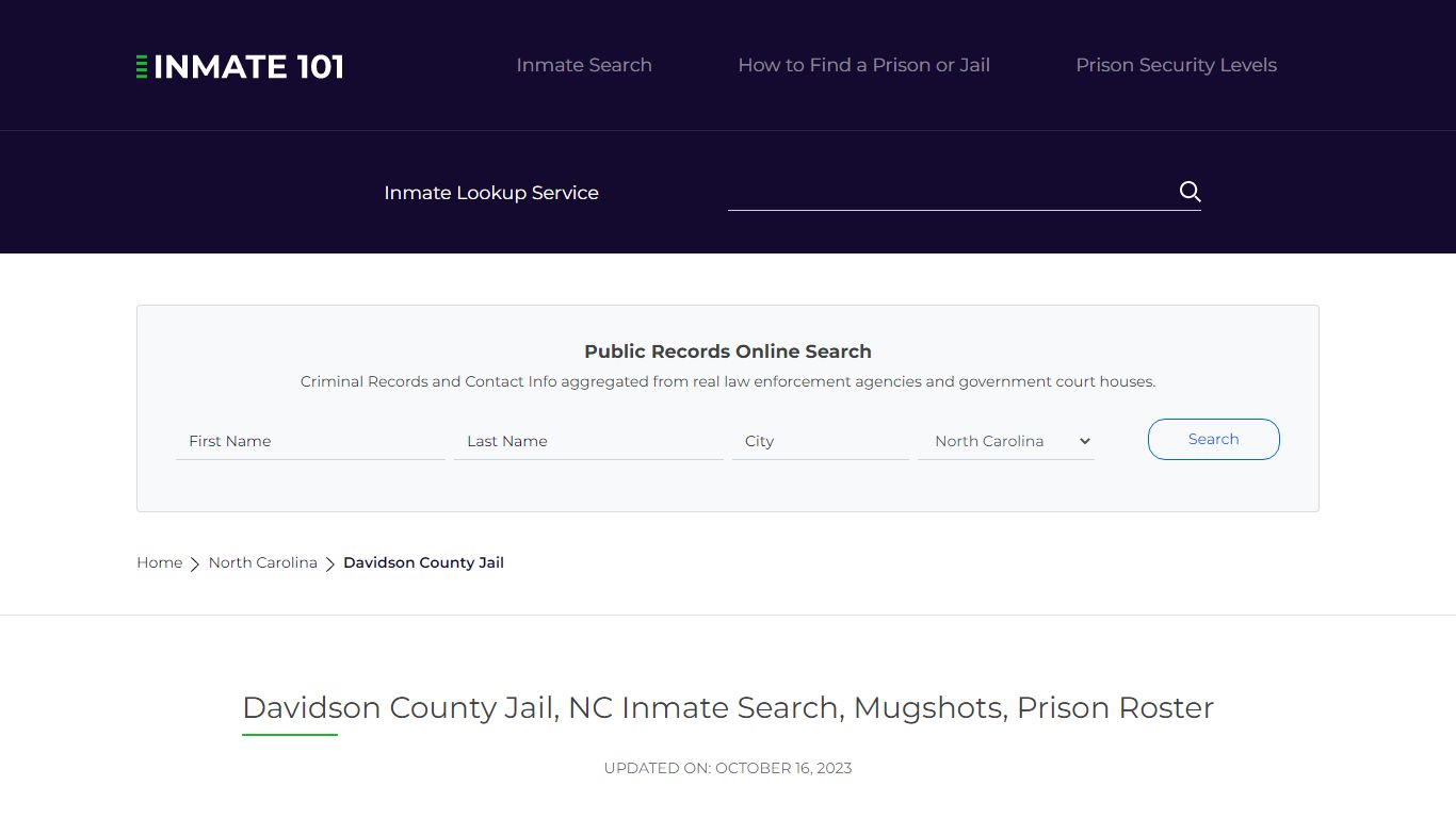 Davidson County Jail, NC Inmate Search, Mugshots, Prison Roster