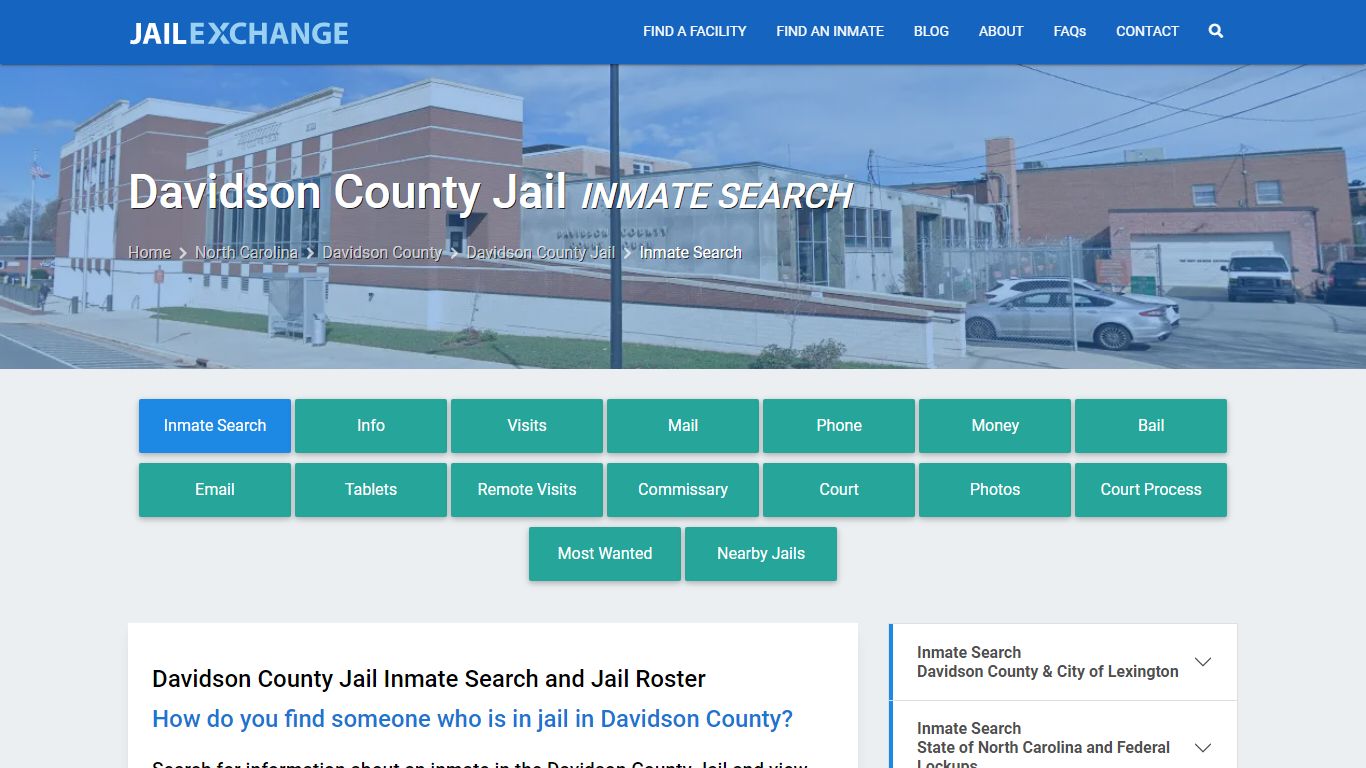 Inmate Search: Roster & Mugshots - Davidson County Jail, NC