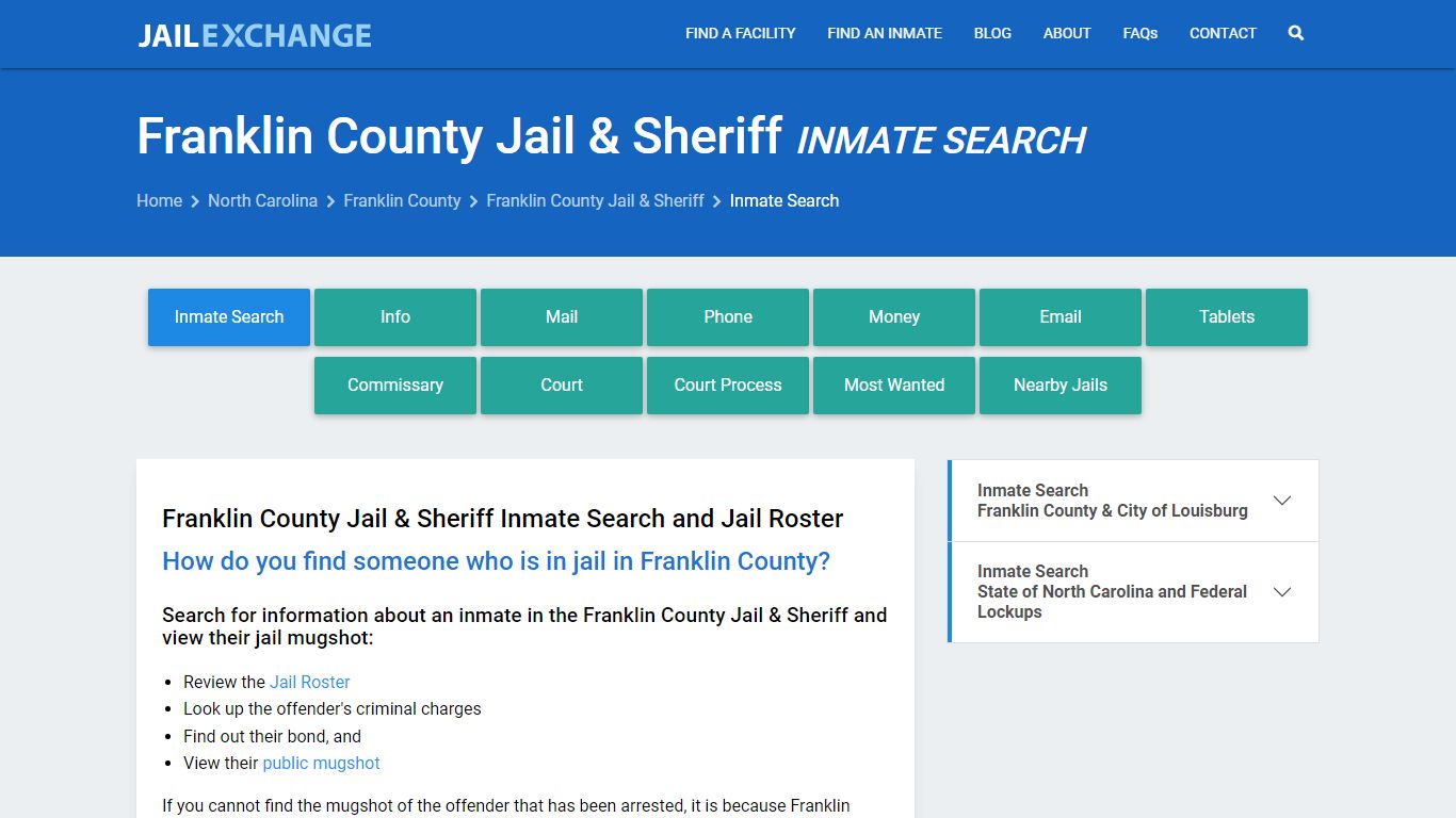 Inmate Search: Roster & Mugshots - Franklin County Jail & Sheriff, NC